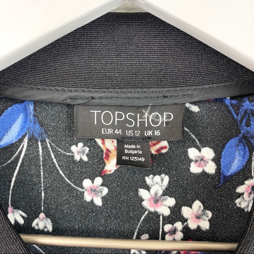Topshop Floral Print Bomber Jacket SZ US 12 UK 16 - Picture 5 of 7
